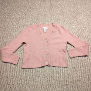 Rosanna Cardigan Sweater Womens PM Pink Lambswool Angora Floral Rhinestone